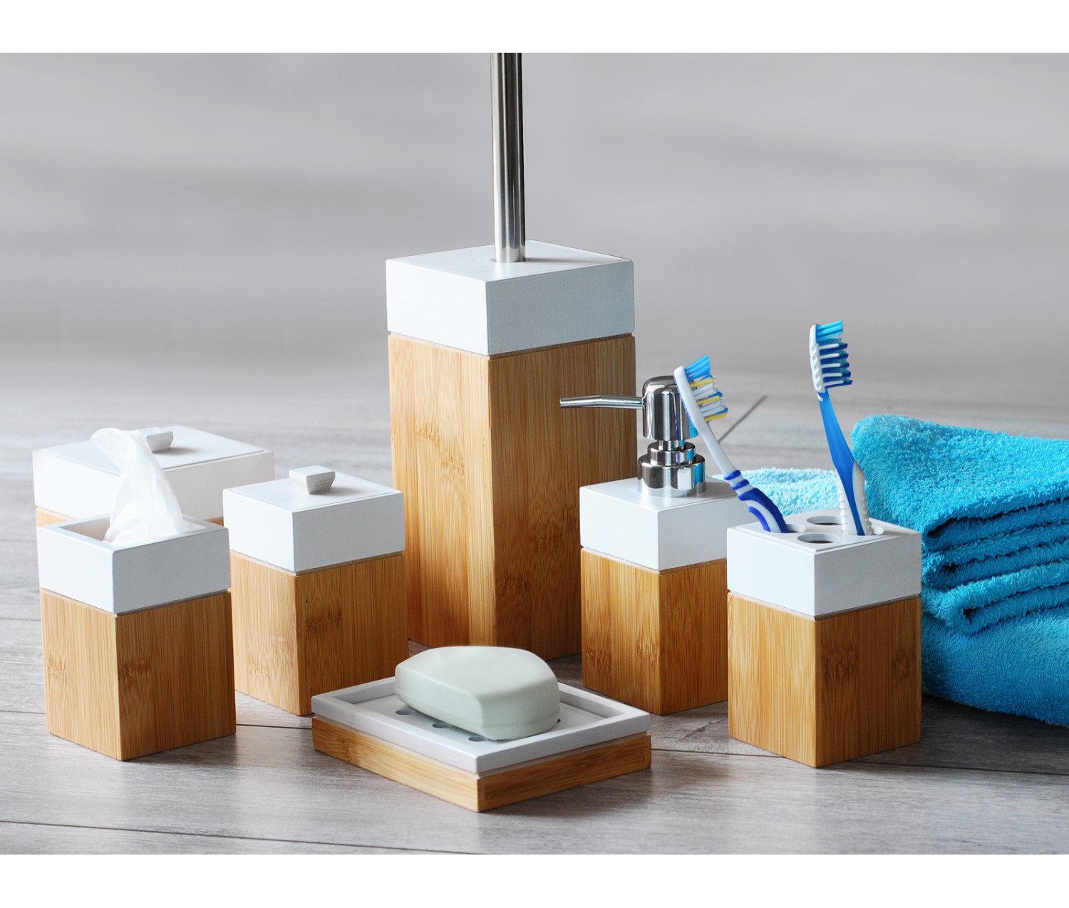 Accessoires salle de bain en bambou mk bamboo paris réduction